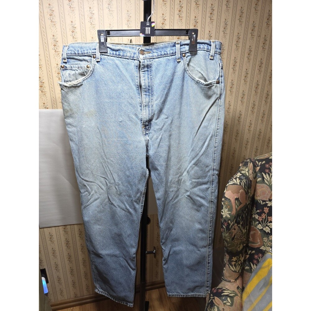 Levi’s 550 Jeans Mens 42x30 Blue Relaxed Fit Distressed Workwear Faded Denim